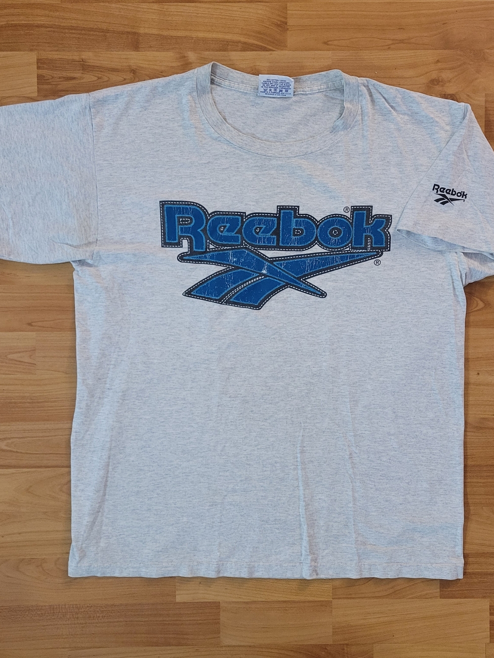 Vintage Reebok Big Blue Logo Graphic Tee Short Sleeve T-shirt Size Large